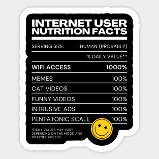 Internet User Nutrition Facts - Internet Explorer Memes Cat Funny Videos Sticker